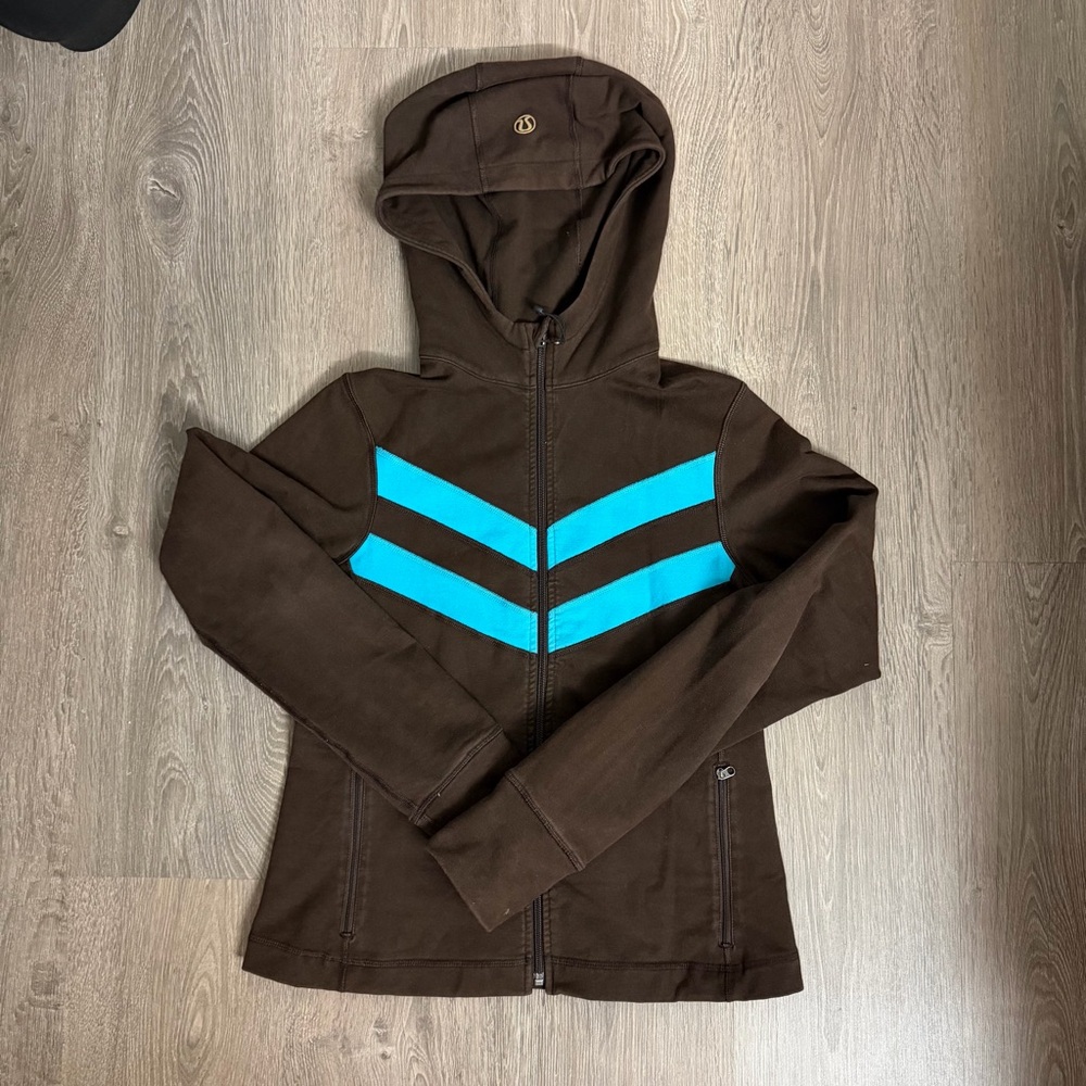 Brown and Teal Zip-Up Lulu Hoodie